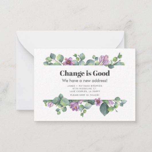 Neue Zuhause-Adresse Eukalyptus-Umzugsankündigung Mitteilungskarte (Vorderseite)