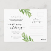 Neue Zuhause-Adresse, Grüne, bewegende Ankündigung Postkarte (Rückseite)