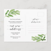 Neue Zuhause-Adresse, Grüne, bewegende Ankündigung Postkarte (Rückseite)