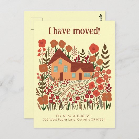 Neue Zuhause-Adresse Ich habe die Blume des Bauern Postkarte (Vorne/Hinten)