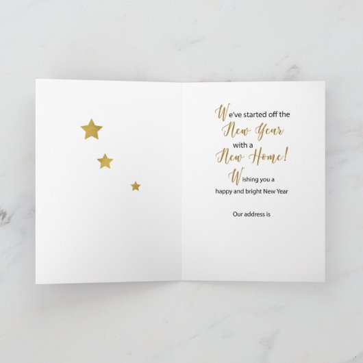 Neue Zuhause-Adresse in der Shine des Neujahrs Karte (Innenseite)