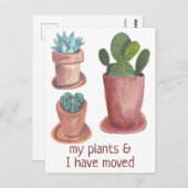 Neue Zuhause-Adresse Kakteen Wasserfarbe Postkarte (Vorne/Hinten)