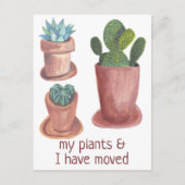 Neue Zuhause-Adresse Kakteen Wasserfarbe Postkarte (Vorderseite)