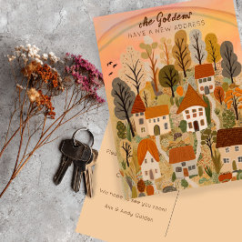 Neue Zuhause-Adresse Moving Autumn Country Village Postkarte