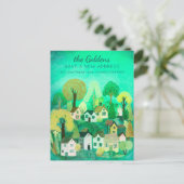 Neue Zuhause-Adresse Moving Niedlich Country Villa Postkarte (Stehend Vorderseite)