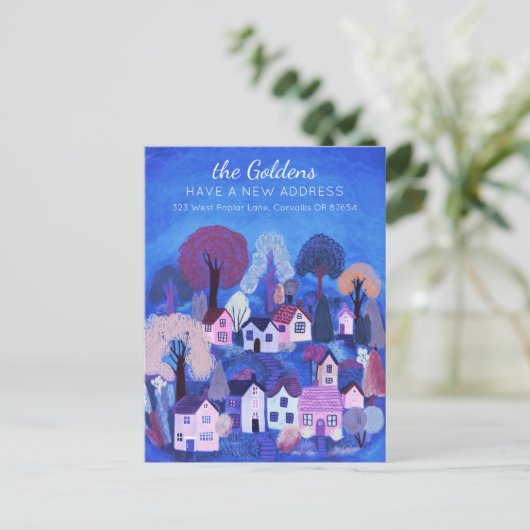 Neue Zuhause-Adresse Moving Niedlich Country Villa Postkarte (Stehend Vorderseite)