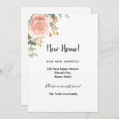 Neue Zuhause-Adresse Rose Goldflorale Eukalyptus Ankündigung (Vorne/Hinten)