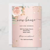Neue Zuhause-Adresse Rose Goldflorale Eukalyptus Ankündigung (Vorderseite)