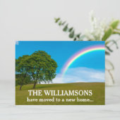Neue Zuhause-Adresse Schönes Regenbogen-Foto beweg Ankündigung (Stehend Vorderseite)