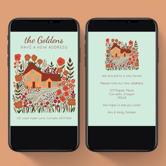 Neue Zuhause-Adresse Umzug Bauernhof-Blume Herbst Karte