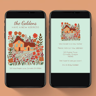 Neue Zuhause-Adresse Umzug Bauernhof-Blume Herbst Karte