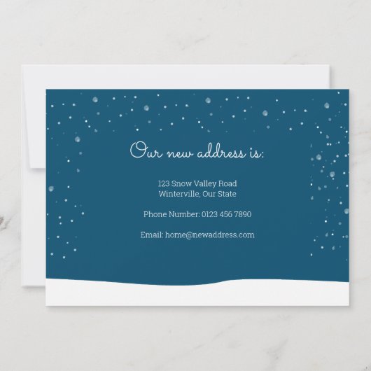 Neue Zuhause-Adresse Weihnachten Winter Wir sind u (Rückseite)