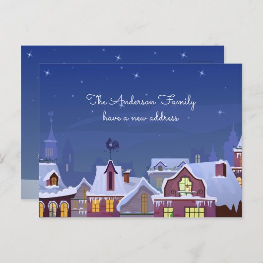 Neue Zuhause-Adresse Winter Wir haben Weihnachten Ankündigungspostkarte (Vorne/Hinten)