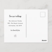 Neue Zuhause-Adresse Wir haben das Foto "Erwärmung Postkarte (Rückseite)