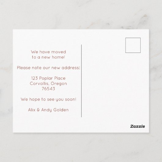 Neue Zuhause-Adresse Wir haben die Blume des Bauer Postkarte (Rückseite)