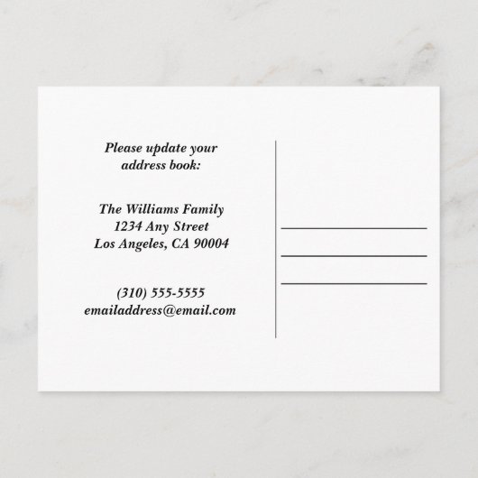 Neue Zuhause Änderung des Fotos für das benutzerde Ankündigungspostkarte (Rückseite)