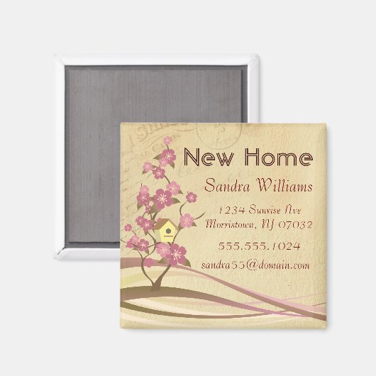 Neue Zuhause-Ankündigung von Bird House Custom Mag Magnet (Vorderseite/Rückseite)