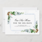 Neue Zuhause-Ankündigungskarte für Urlaubsgrün Feiertagskarte (Vorderseite)