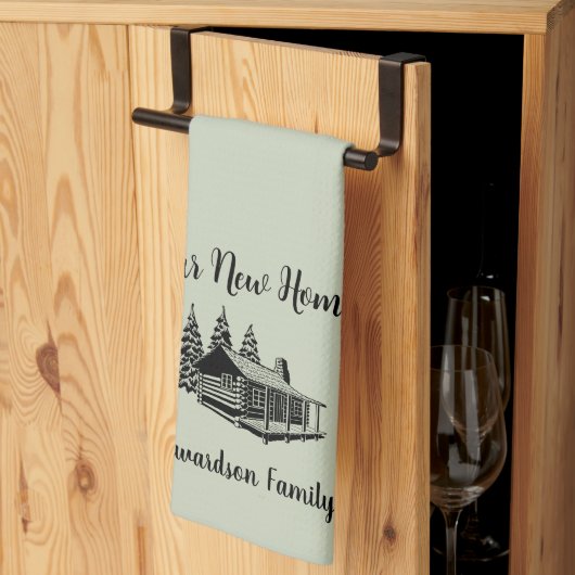 Neue Zuhause auf den neuen Familiennamen umziehen Geschirrtuch (Drittel gefaltet)