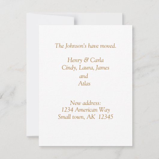 Neue Zuhause auf der länderspezifischen Flachbilds Mitteilungskarte (Rückseite)