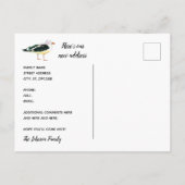 Neue Zuhause Beach Scene Sailboat Palms Moving Ankündigungspostkarte (Rückseite)