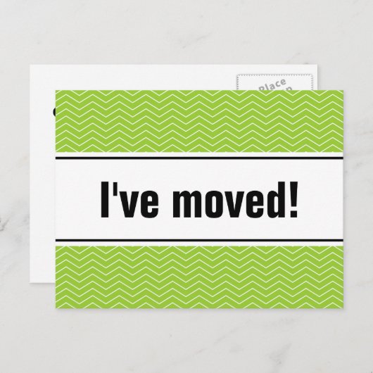 Neue Zuhause bewegte Postkarten | Apfelgrün Zickza (Vorne/Hinten)