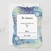 Neue, Zuhause-blaue abstrakte Einladung (Rückseite)