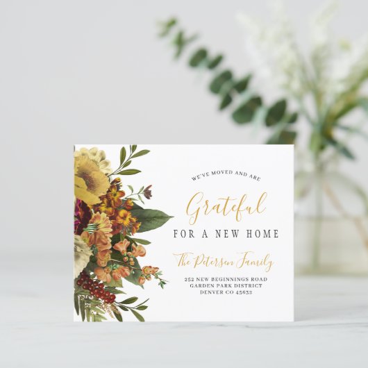 Neue Zuhause-Blumenankündigung (Stehend Vorderseite)