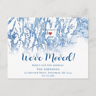 Neue Zuhause Boothbay Maine Map-Ankündigung Ankündigungspostkarte