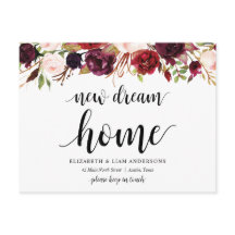 Neue Zuhause, bordeauxrote Blüte, Ankündigung