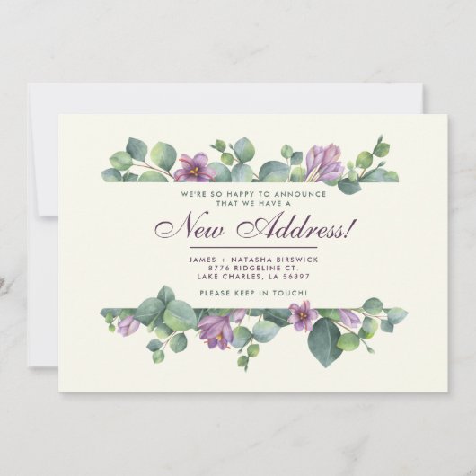 Neue Zuhause Botanical We Moved Eukalyptus Announc Ankündigung (Vorderseite)