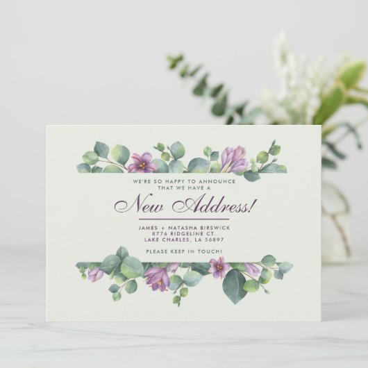 Neue Zuhause Botanical We Moved Eukalyptus Announc Ankündigung (Stehend Vorderseite)