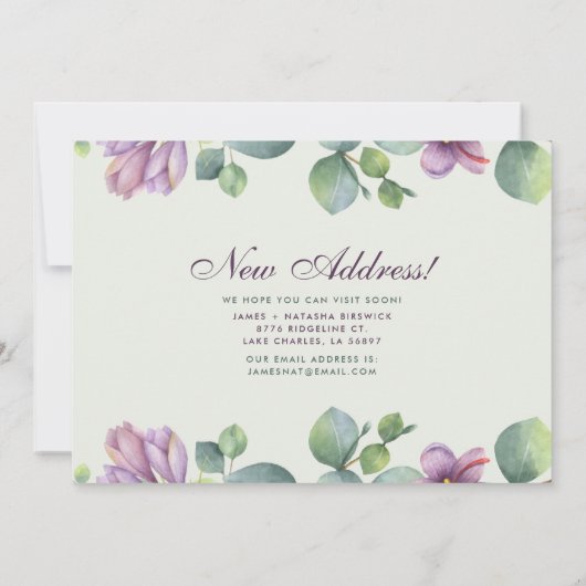 Neue Zuhause Botanical We Moved Eukalyptus Announc Ankündigung (Rückseite)