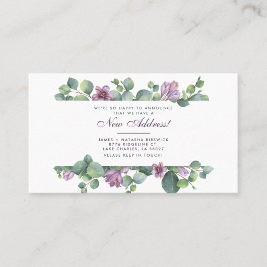 Neue Zuhause Botanical We Moved Eukalyptus Announc Visitenkarte (Vorderseite)