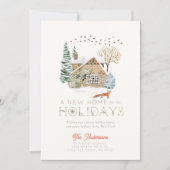 Neue Zuhause Cosy House Fox Weihnachtskarte Einladung (Vorderseite)