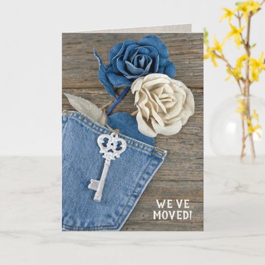 Neue Zuhause-Denim-Rose mit Schlüssel Karte (Gelbe Blume)