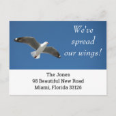 Neue Zuhause Einfache Bewegung des weißen Seagull- Ankündigungspostkarte (Vorderseite)