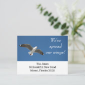 Neue Zuhause Einfache Bewegung des weißen Seagull- Ankündigungspostkarte (Stehend Vorderseite)