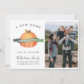 Neue Zuhause Erntedank Pumpkin Foto Holiday Moving Ankündigung (Vorderseite)