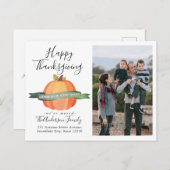 Neue Zuhause Erntedank Pumpkin Foto Holiday Moving Ankündigungspostkarte (Vorne/Hinten)