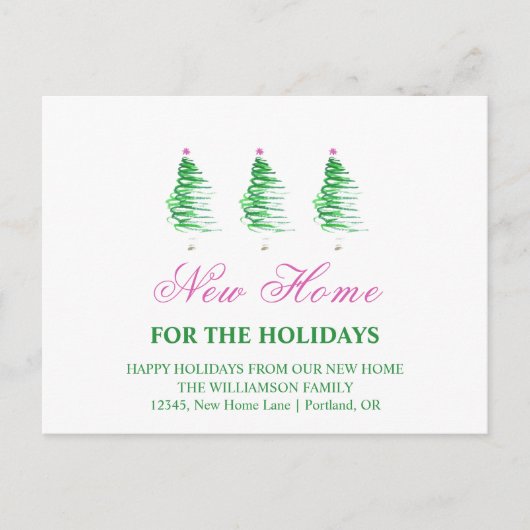 Neue Zuhause | Feiertage-Ankündigung Postkarte (Vorderseite)