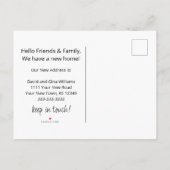 Neue Zuhause Festliche Weihnachtsbeleuchtung Ankündigungspostkarte (Rückseite)