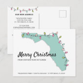 Neue Zuhause Florida Map Weihnachtslichter Bewegun Ankündigungspostkarte (Vorne/Hinten)