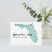 Neue Zuhause Florida Map Weihnachtslichter Bewegun Ankündigungspostkarte (Stehend Vorderseite)