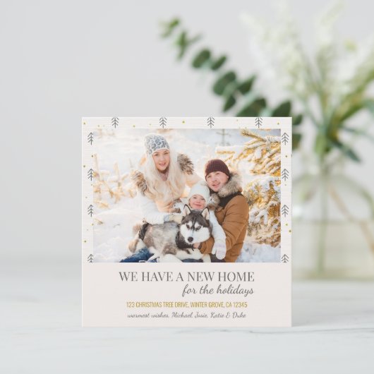 Neue Zuhause Foto Doodle Skandinavische Kiefernwäl Ankündigung (Stehend Vorderseite)