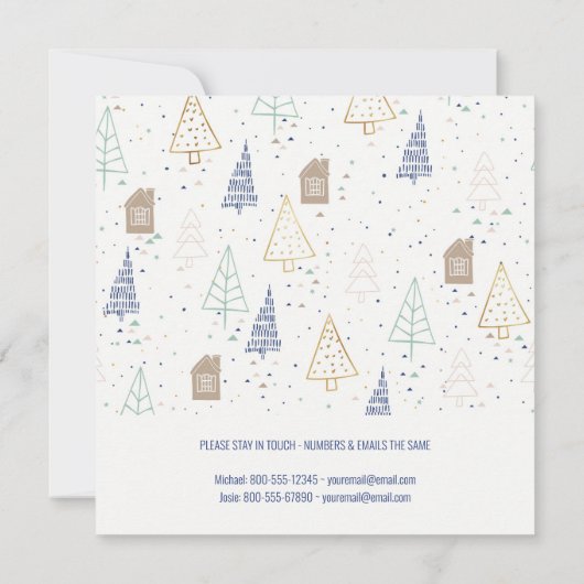 Neue Zuhause Foto Doodle Tree und House Moving Ankündigung (Rückseite)