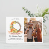 Neue Zuhause Foto Erntedank Pumpkin Moving Ankündigung (Stehend Vorderseite)