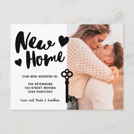 Neue Zuhause-Foto-Tastenkombination Ankündigungspostkarte (Vorderseite)