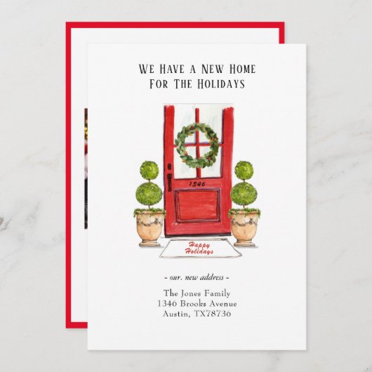 Neue Zuhause für bewegte Feiertage Einladung (Vorne/Hinten)