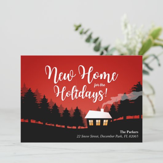 Neue Zuhause für das Ferienhaus im Wald Einladung (Stehend Vorderseite)